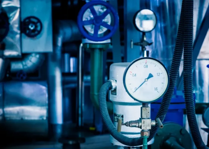 Caldera de gas natural de alta eficiencia en funcionamiento